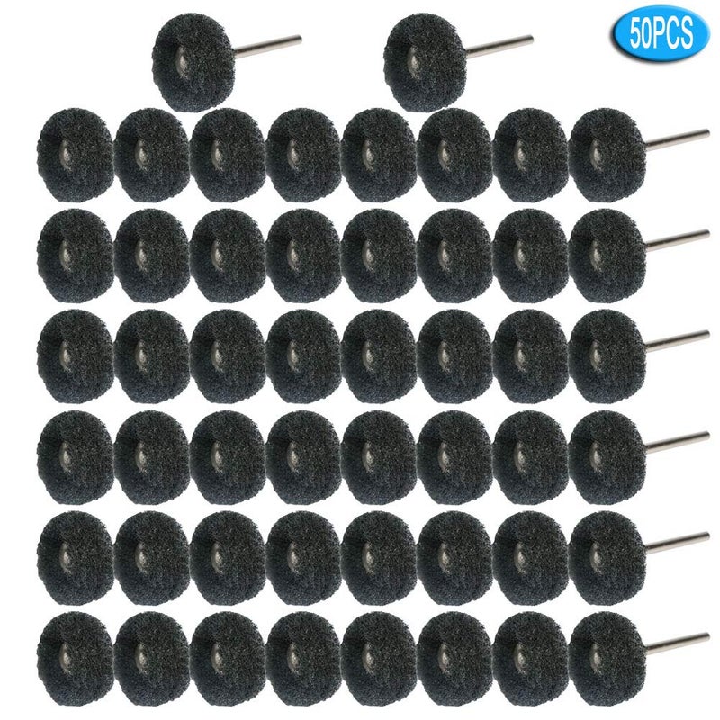 FPPO 50pcs Abrasive Buffing Polishing Wheel Set for Rotary Tool with 3mm Shaft,Mini scouring pad Brush Polishing kit, Removal of Rust,Deburring on Metal Surface (grit 400 Black 50pcs) - Image 4